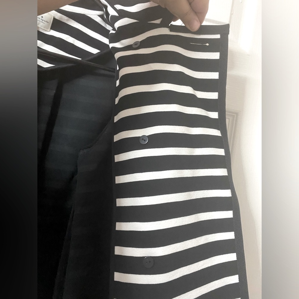 Kate Spade Broome Street Striped Size 2 Gold Button Blazer/Jacket Front Pockets - Picture 6 of 13